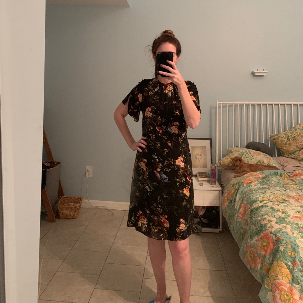 H&M tea dress with flutter sleeves and keyhole